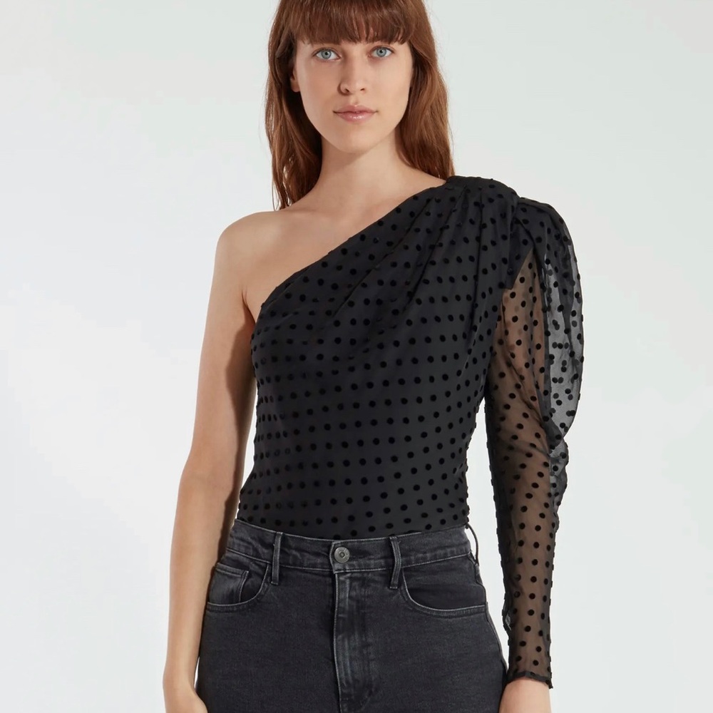 IRO Coatli One Shoulder Puff Sleeve Silk Blouse 42